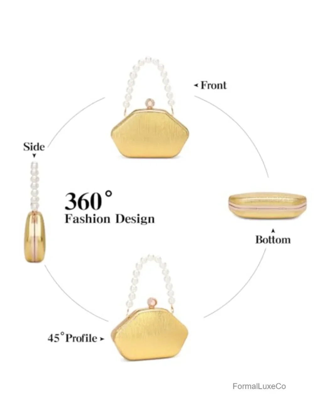 Pearl Beaded Top Handle Clutch Evening Handbag for Wedding Prom Party